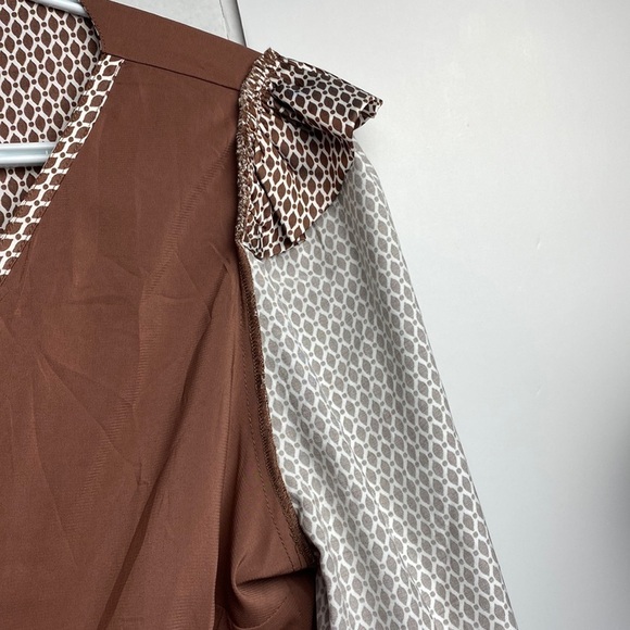 Abercrombie & Fitch Pleated Front Wrap Curve Front Long Sleeve Dress Sz Large P - Picture 13 of 17